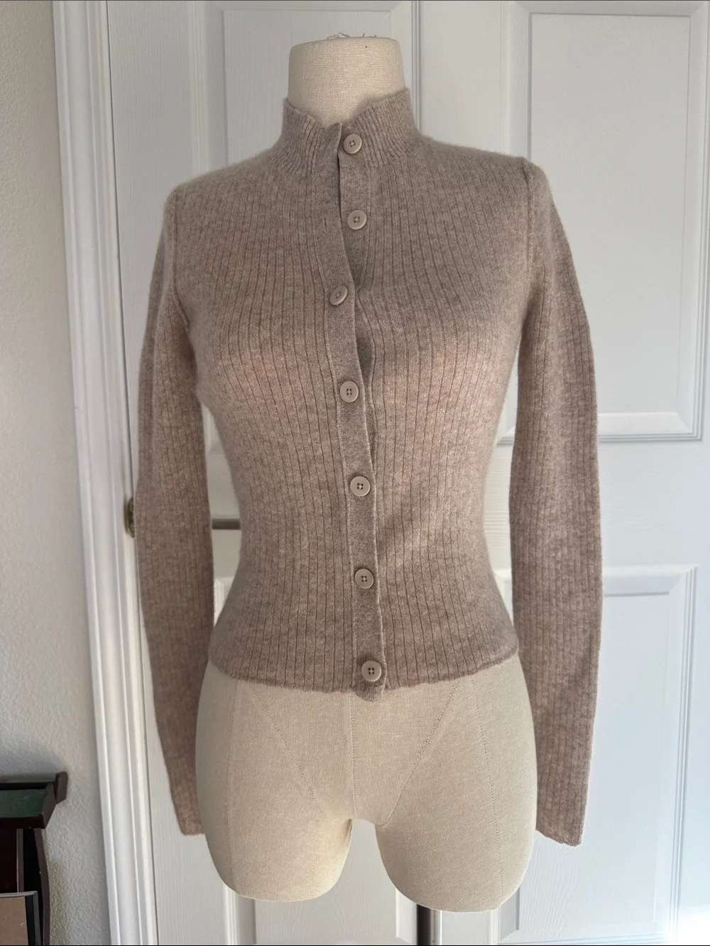 Pilcro Slim Ribbed Button Cashmere Cardigan - Picture 1 of 7